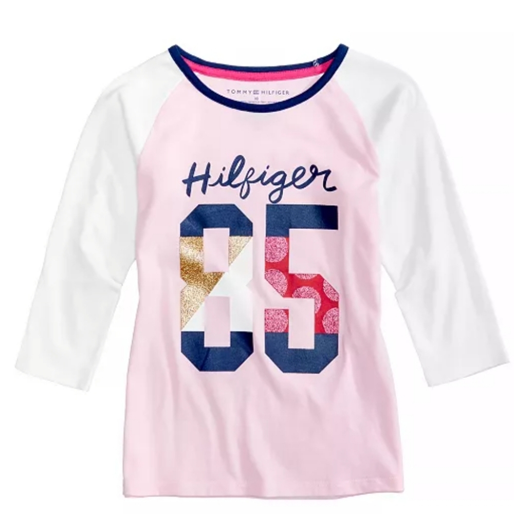 💕👕 TOMMY HILFIGER Raglan Graphic-Print Cotton T-Shirt 👕💕